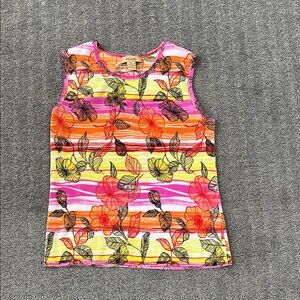 Plissé Multicolor Floral Stripe Tank Top Ladies size M